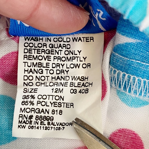 Kelly's Kids | Girls Baby White Pink and Blue Floral Pants | Size: 12M - Picture 5 of 5